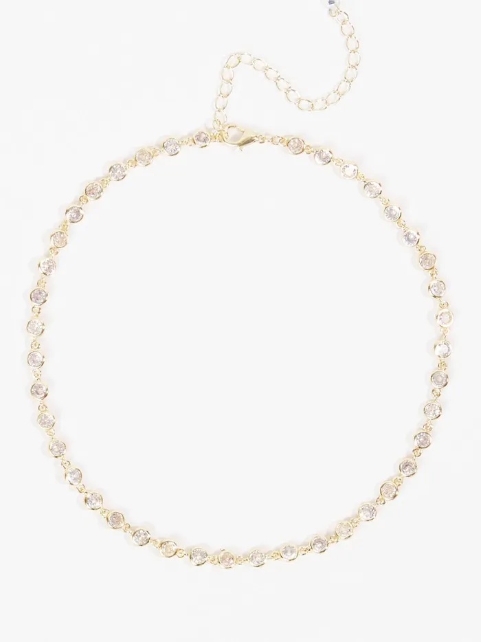Women Altar039d State Jewelry Crystal Lined Choker Gold
