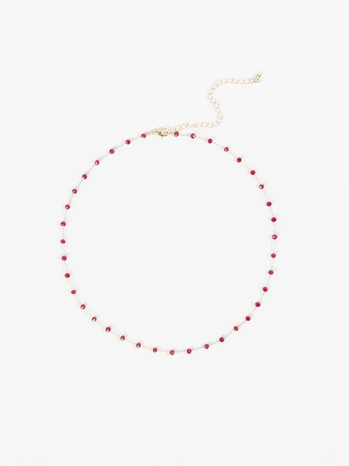 Women Altar039d State Jewelry Dainty Beaded Choker Necklace Burgundy