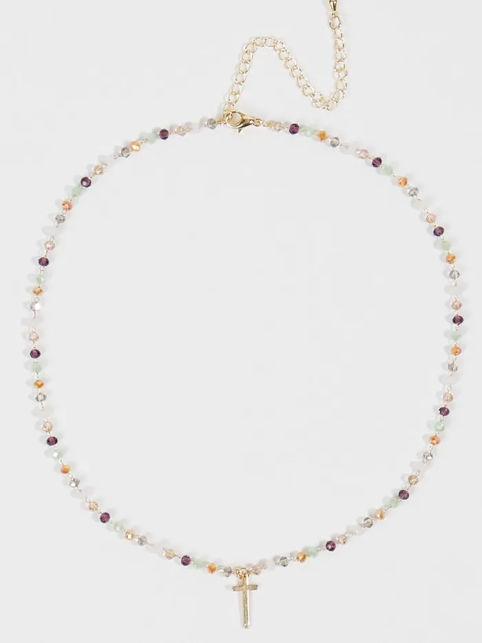 Women Altar039d State Jewelry Dainty Colorful Beaded Cross Choker Necklace Naturalmulti