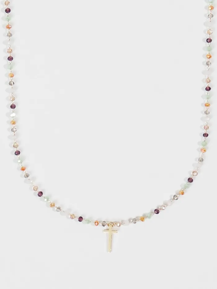Women Altar039d State Jewelry Dainty Colorful Beaded Cross Choker Necklace Naturalmulti