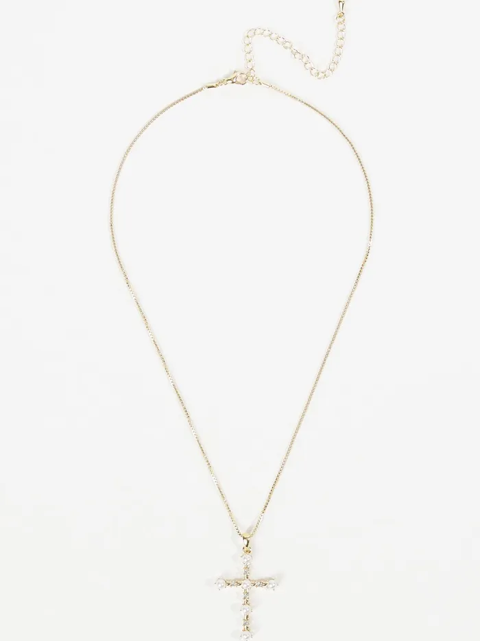 Women Altar039d State Jewelry Dainty Pearl Cross Pendant Necklace Goldcream