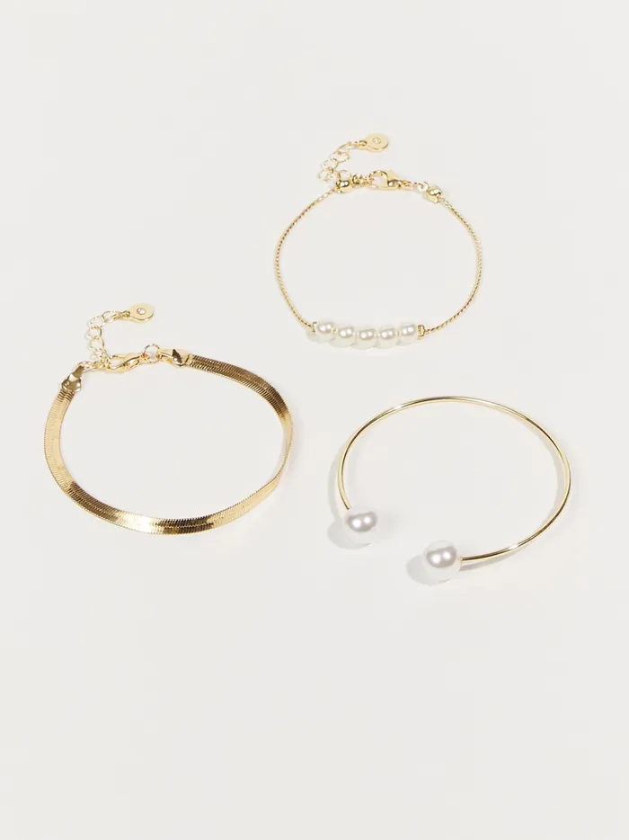 Women Altar039d State Jewelry Pearl Cuff Bracelet Set Gold