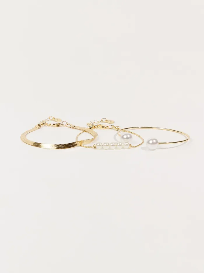Women Altar039d State Jewelry Pearl Cuff Bracelet Set Gold