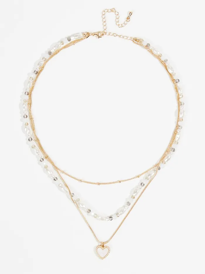 Women Altar039d State Jewelry Pearl Glass Bead Layered Necklace Ivory