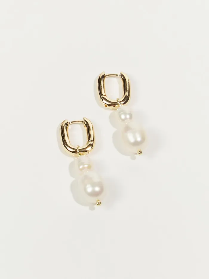 Women Altar039d State Jewelry Stacked Pearl Hoop Earrings Gold