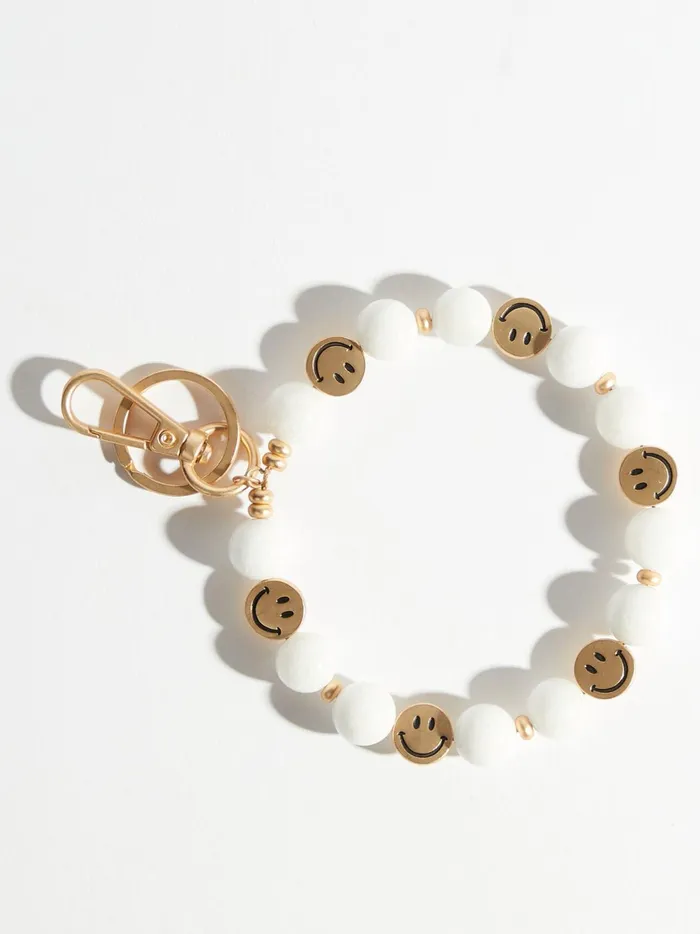 Women Altar039d State Keychains Smiley Face Bracelet Keychain Whitegold