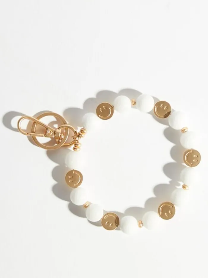 Women Altar039d State Keychains Smiley Face Bracelet Keychain Whitegold