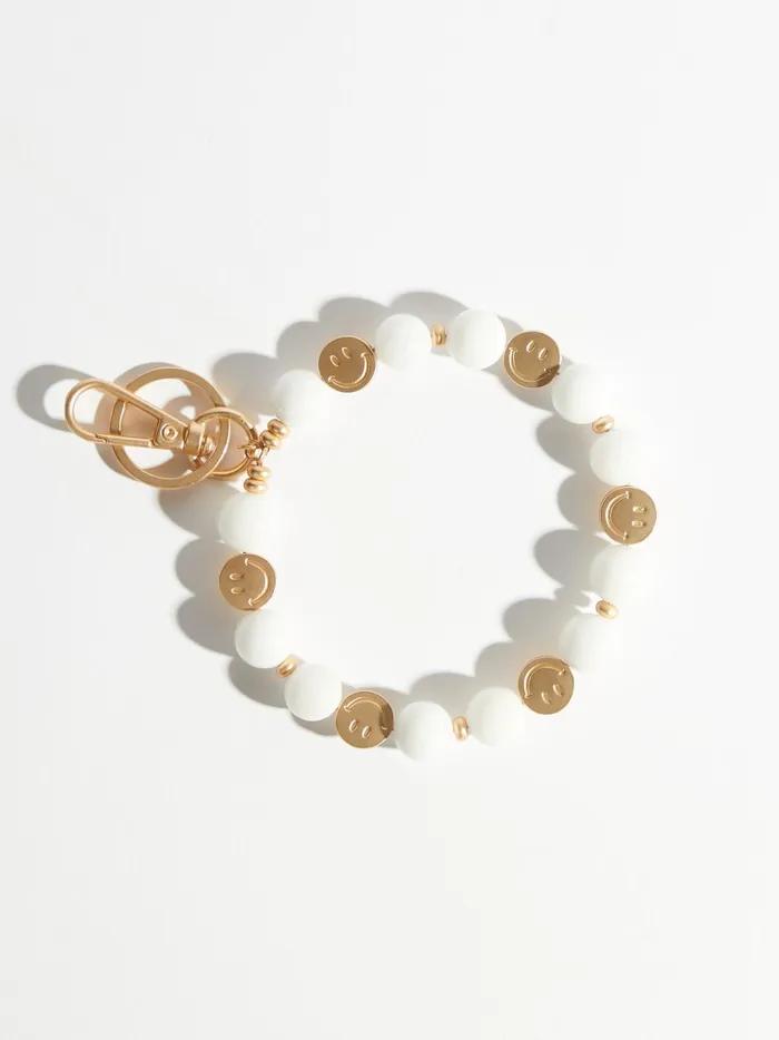 Women Altar039d State Keychains Smiley Face Bracelet Keychain Whitegold
