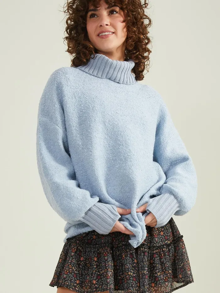 Women Altar039d State Pullovers Billie Boucle Turtleneck Sweater Zenblue