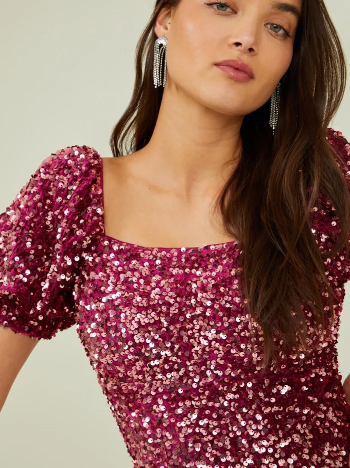 Women Altar039d State Special Occasion Candice Sequin Dress Wine