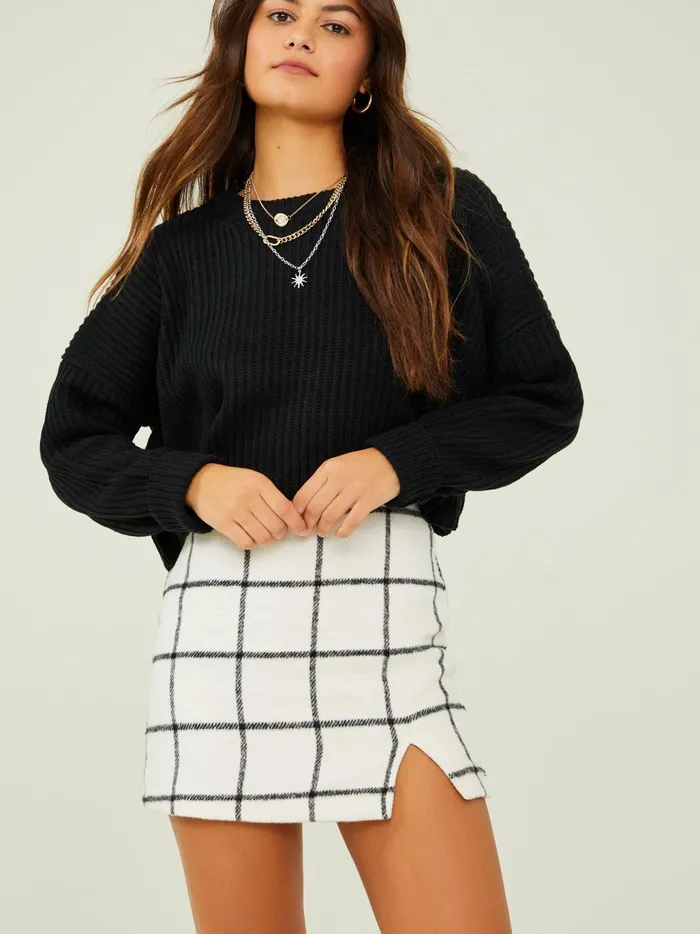 Women Altar039d State Sweaters Bella Cropped Sweater Black