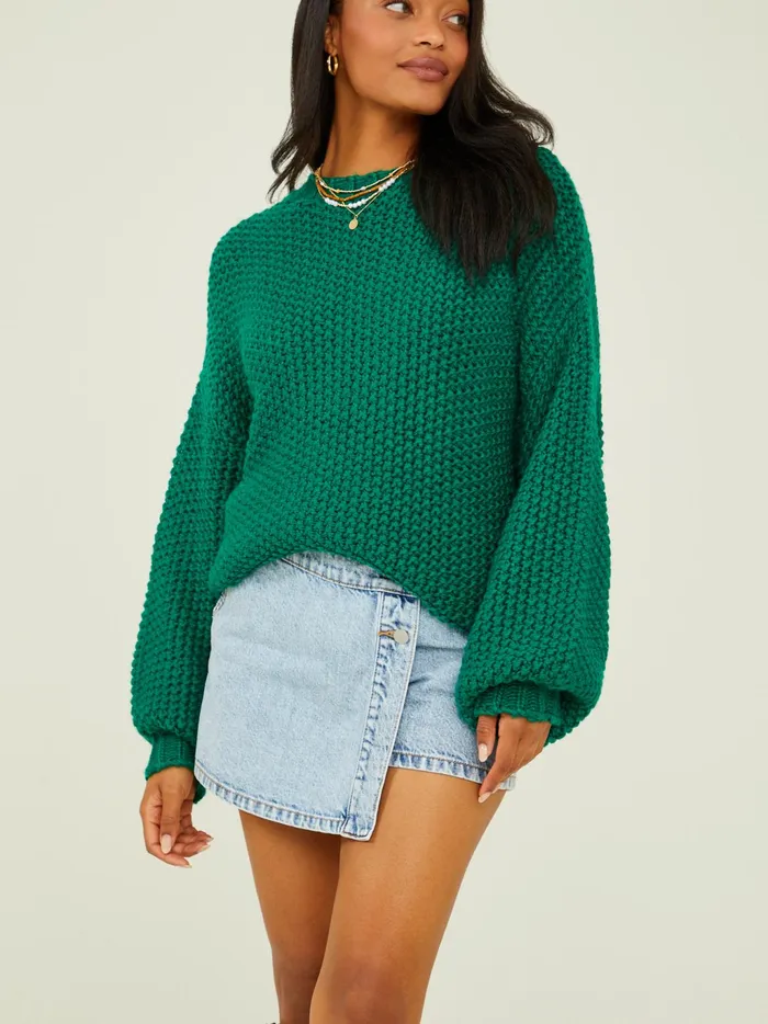 Women Altar039d State Sweaters Imogen Chunky Tunic Sweater Kellygreen