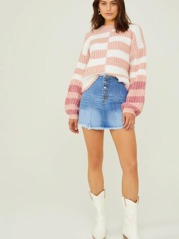 Women Altar039d State Sweaters Irie Inverted Stripe Sweater Blush
