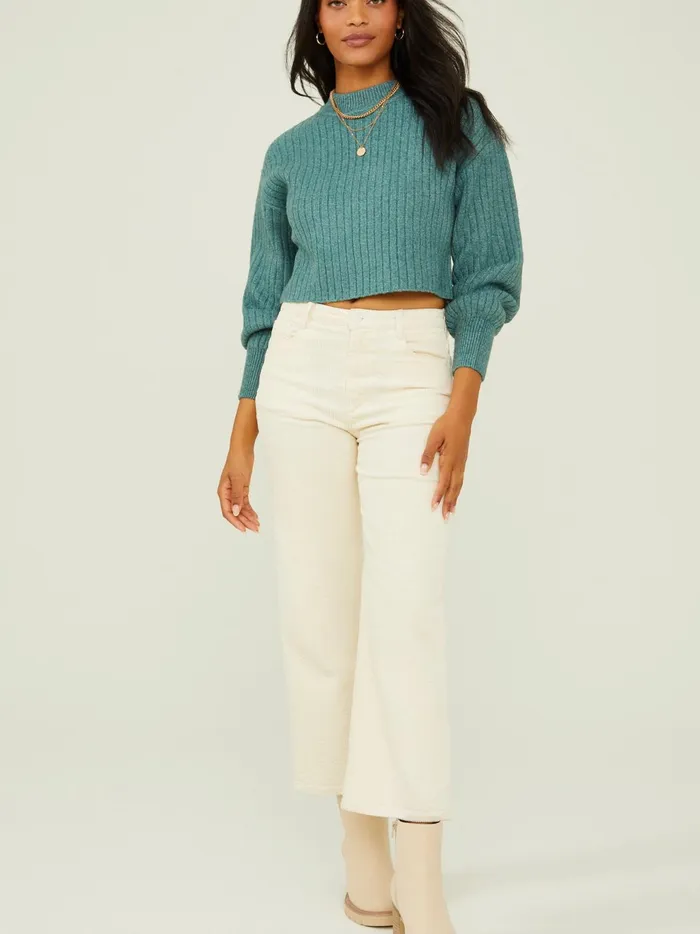 Women Altar039d State Sweaters Mackenzie Ribbed Cropped Sweater Silverpine