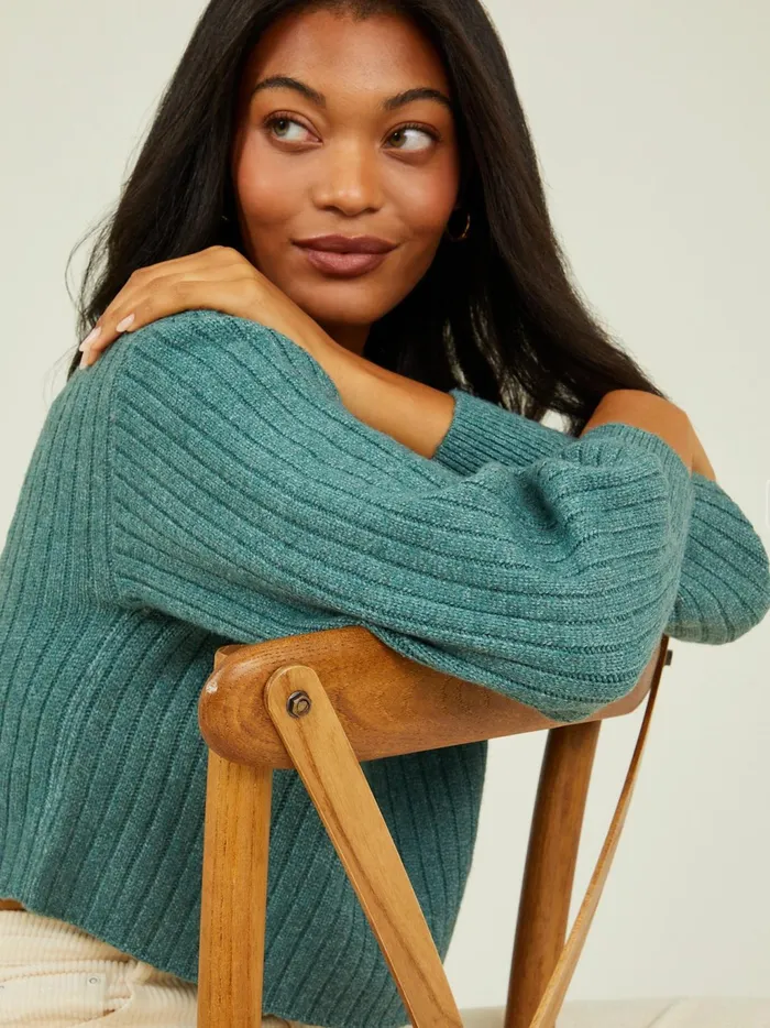 Women Altar039d State Sweaters Mackenzie Ribbed Cropped Sweater Silverpine
