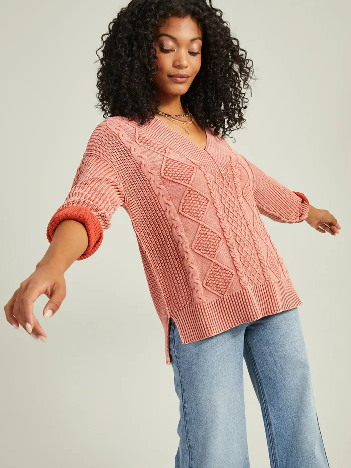 Women Altar039d State Sweaters Morgan Oversized Cable Tunic Burntred