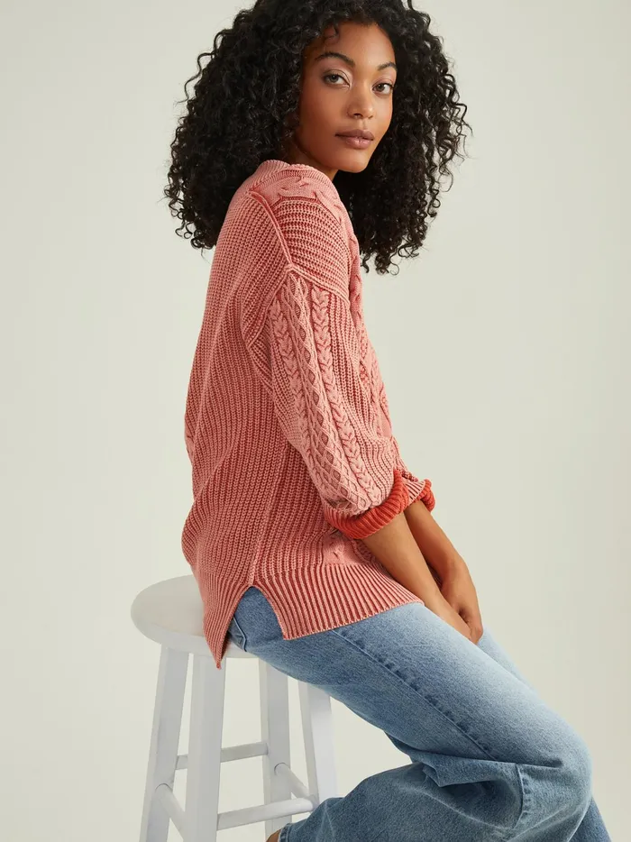 Women Altar039d State Sweaters Morgan Oversized Cable Tunic Burntred