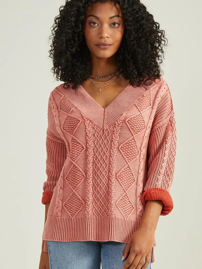 Women Altar039d State Sweaters Morgan Oversized Cable Tunic Burntred