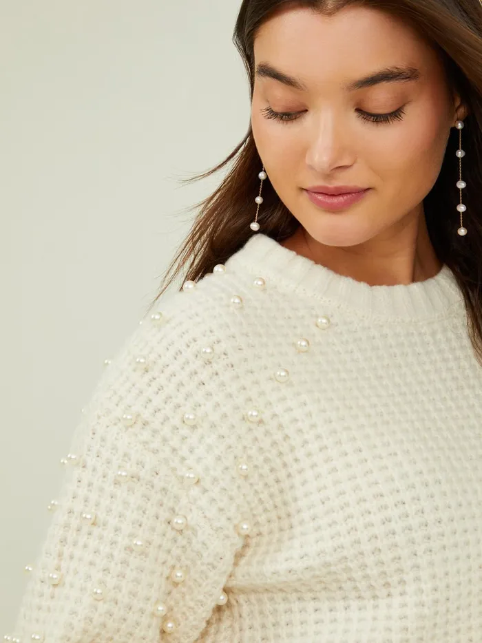 Women Altar039d State Sweaters Penelope Pearl Sweater Pearledivory