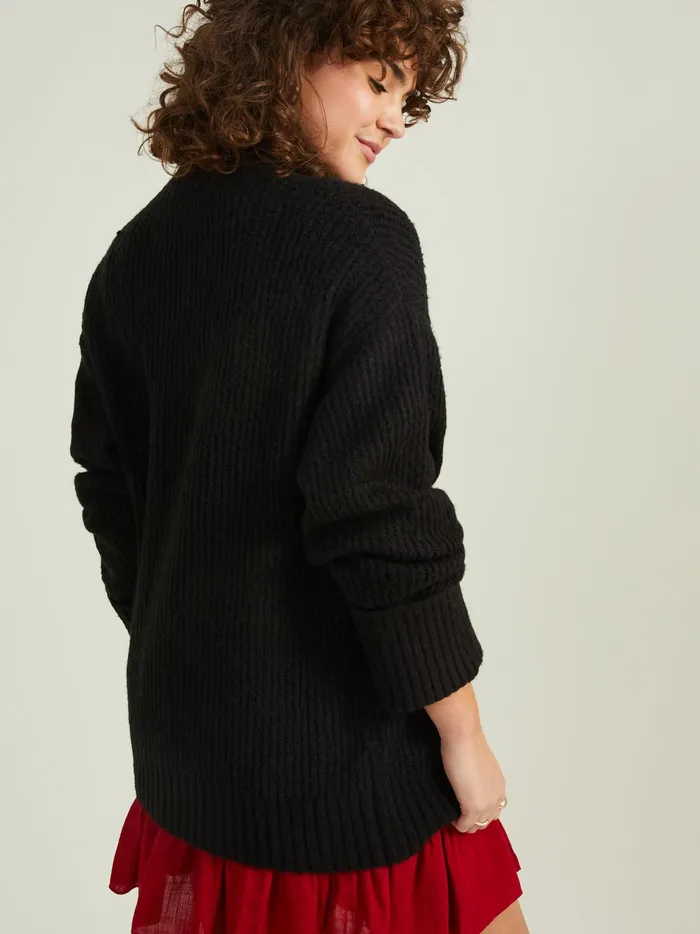 Women Altar039d State Sweaters Poppy Ribbed Tunic Sweater Black