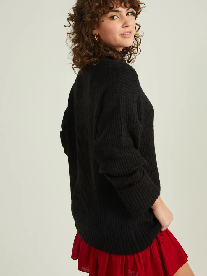 Women Altar039d State Sweaters Poppy Ribbed Tunic Sweater Black
