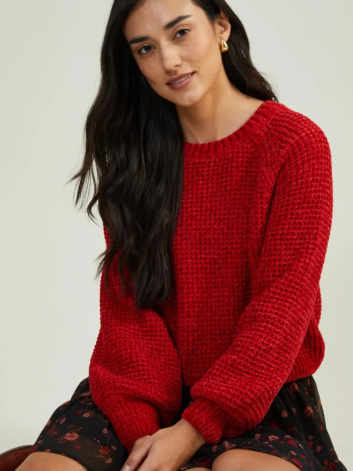 Women Altar039d State Sweaters Robyn Chenille Sweater Deepred