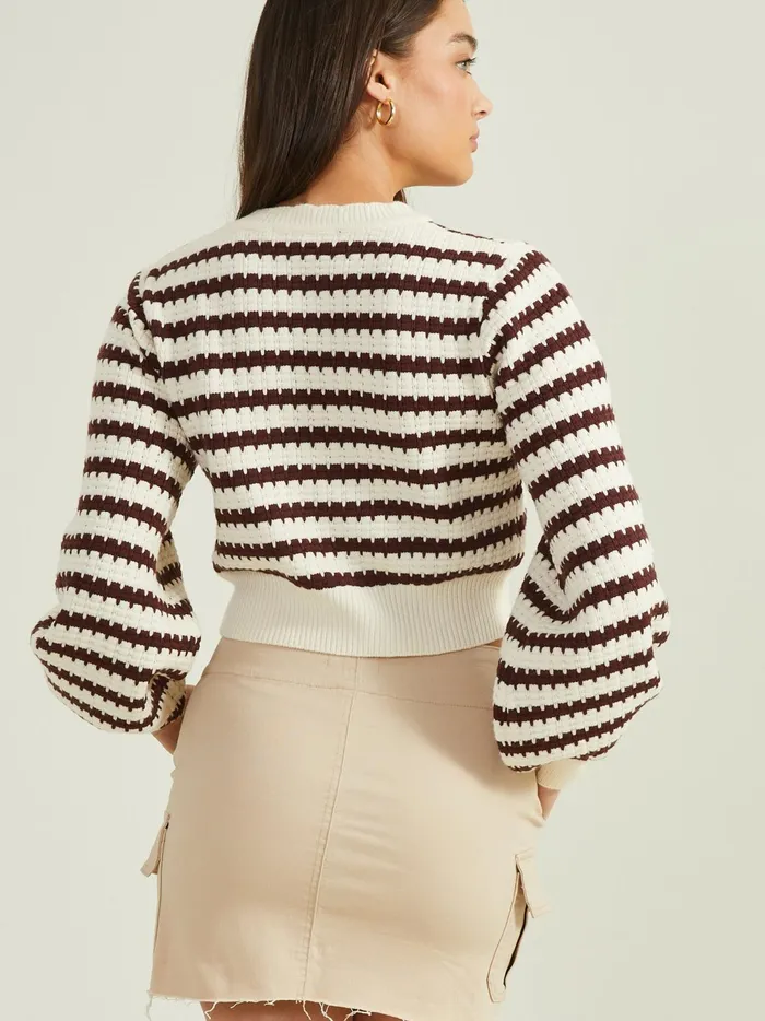 Women Altar039d State Sweaters Sierra Striped Sweater Creamchocolate