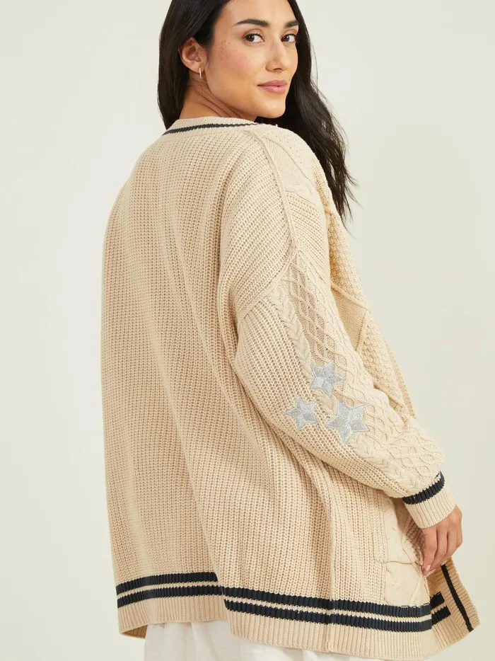 Women Altar039d State Sweaters Talia Cable Cardigan Natural