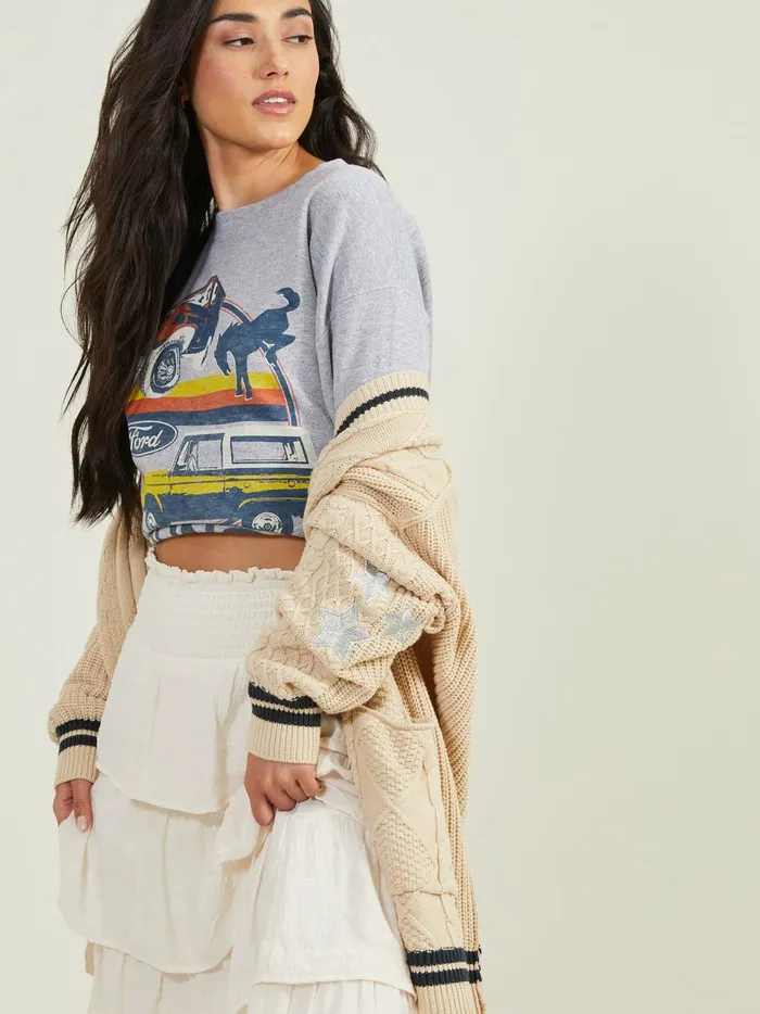 Women Altar039d State Sweaters Talia Cable Cardigan Natural