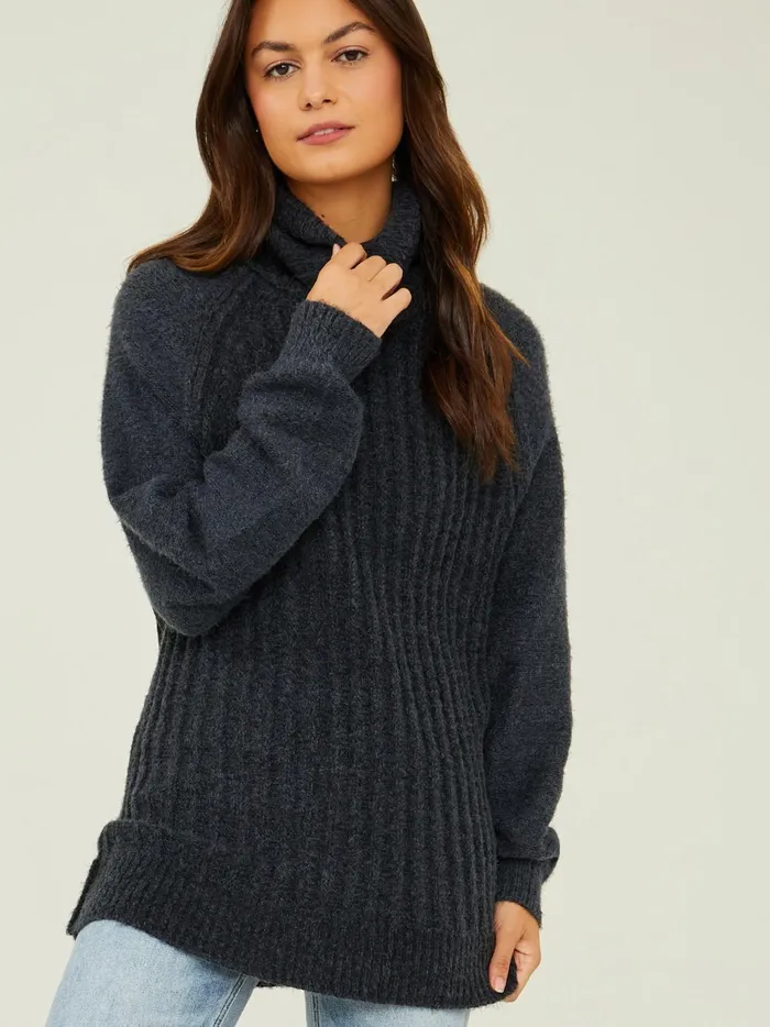 Women Altar039d State Sweaters Tara Turtleneck Tunic Sweater Black