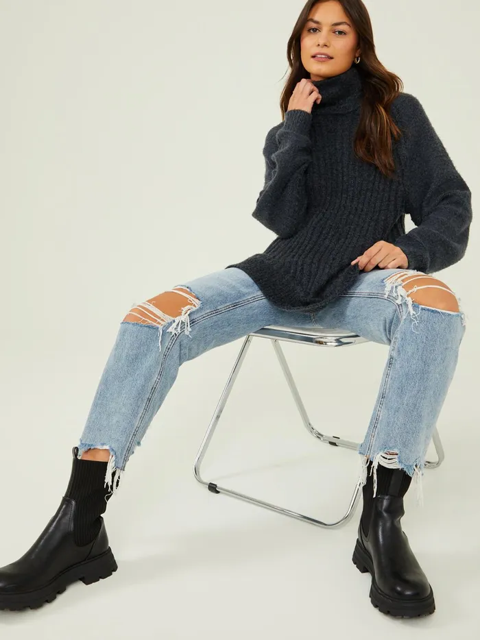 Women Altar039d State Sweaters Tara Turtleneck Tunic Sweater Black
