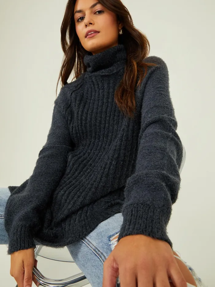 Women Altar039d State Sweaters Tara Turtleneck Tunic Sweater Black
