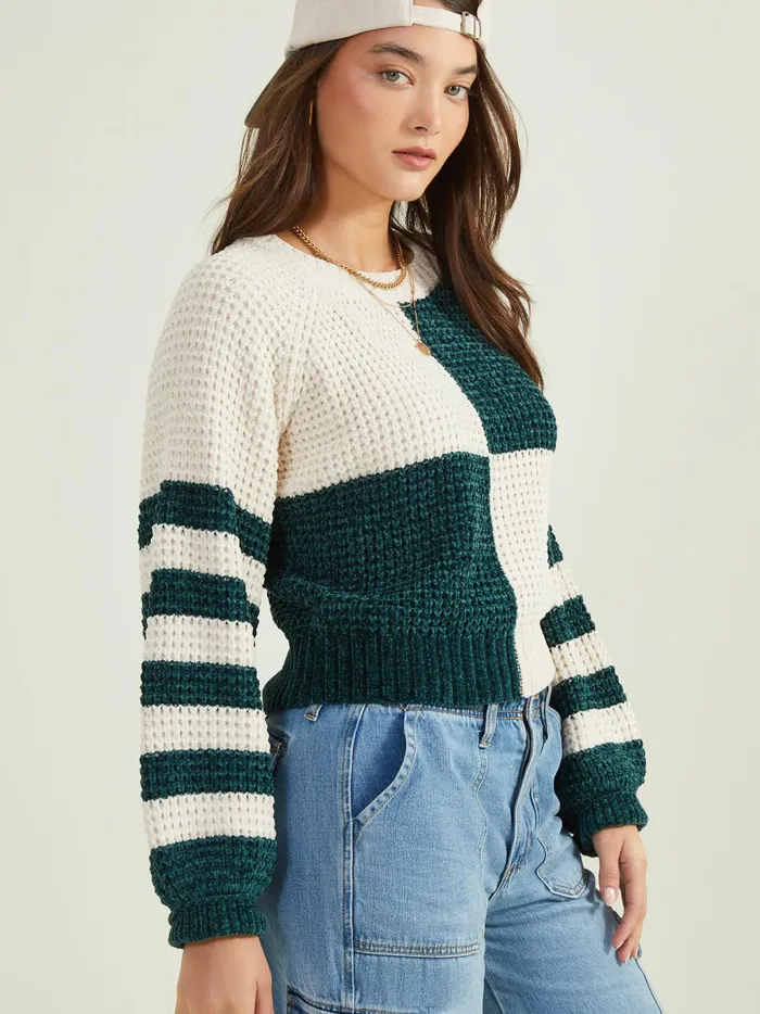 Women Altar039d State Sweaters Vana Colorblock Sweater Huntergreenivory