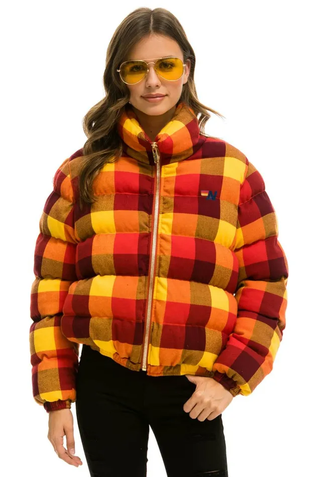 Women APRES PLAID PUFFER JACKET 8211 SURFY PLAID Aviator Nation