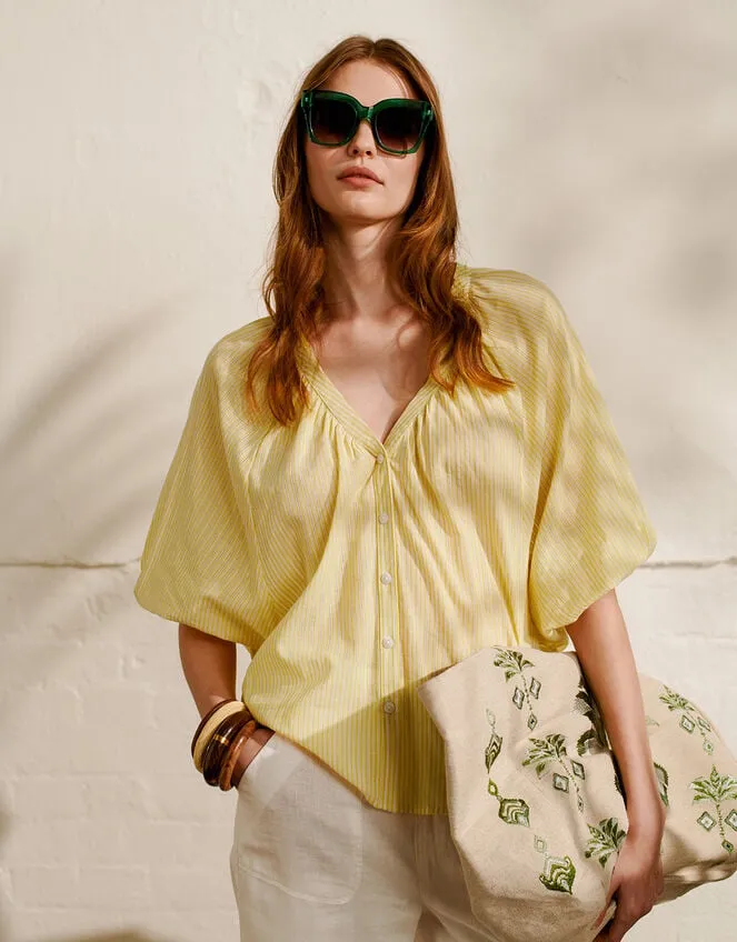 Women Avery Stripe Blouse Yellow Monsoon Tops and Blouses