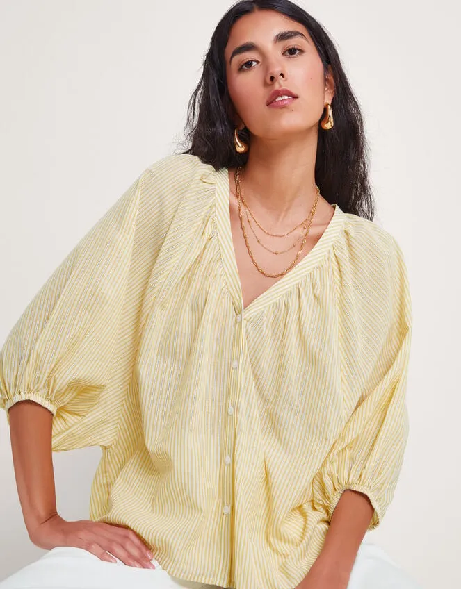Women Avery Stripe Blouse Yellow Monsoon Tops and Blouses
