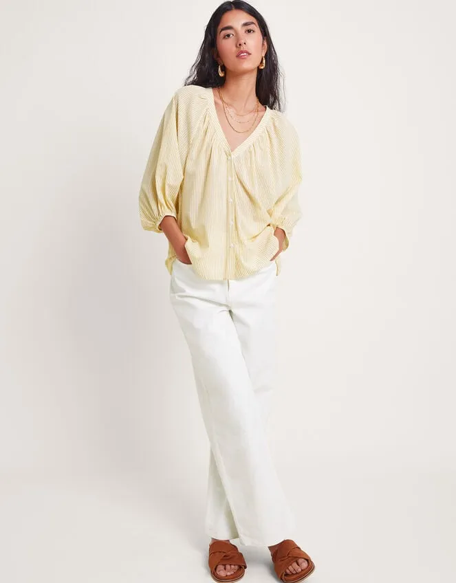Women Avery Stripe Blouse Yellow Monsoon Tops and Blouses