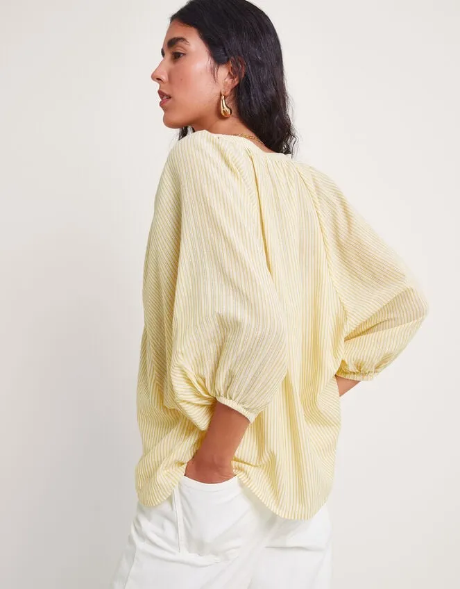 Women Avery Stripe Blouse Yellow Monsoon Tops and Blouses