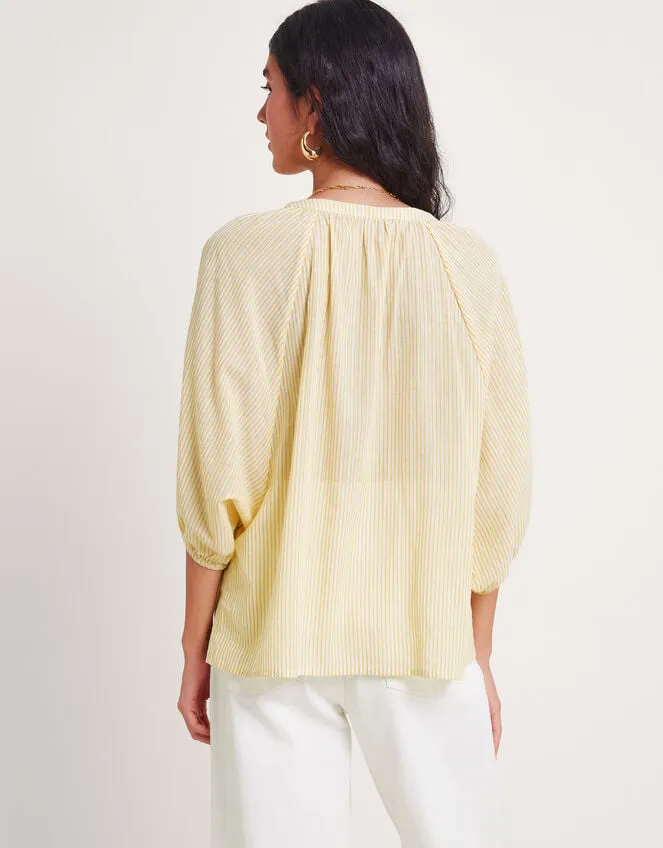 Women Avery Stripe Blouse Yellow Monsoon Tops and Blouses