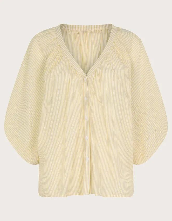 Women Avery Stripe Blouse Yellow Monsoon Tops and Blouses