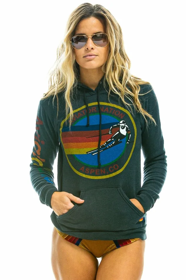 Women AVIATOR NATION ASPEN PULLOVER HOODIE 8211 CHARCOAL Aviator Nation Hoodies