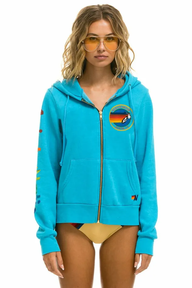 Women AVIATOR NATION AUSTIN HOODIE 8211 NEON BLUE Aviator Nation Hoodies