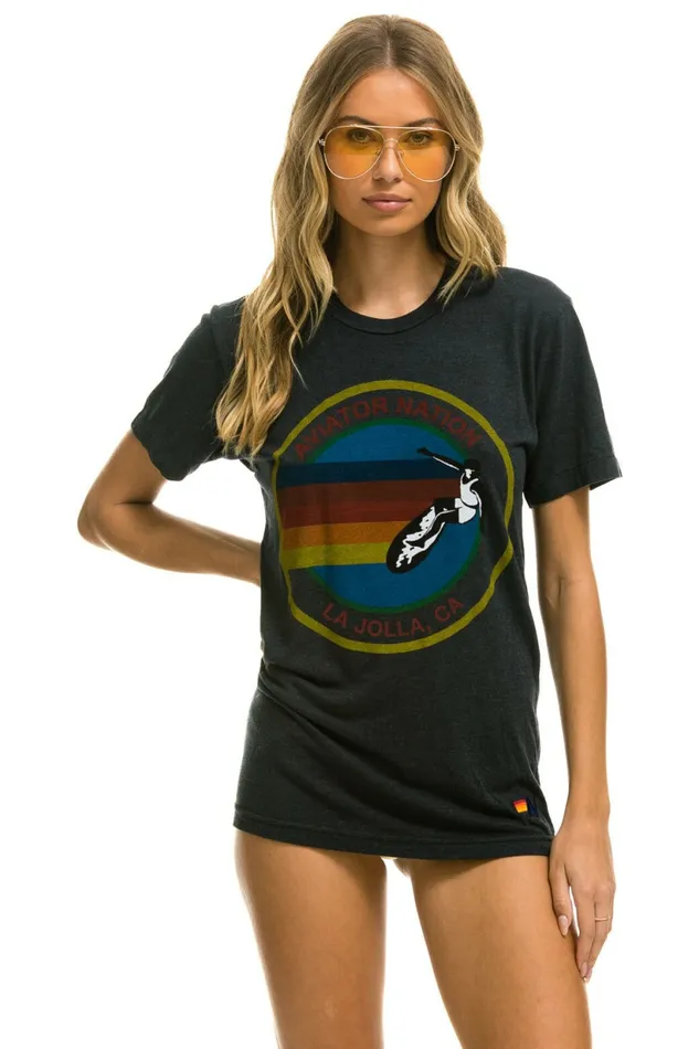Women AVIATOR NATION LA JOLLA TEE 8211 CHARCOAL Aviator Nation UnisexTees