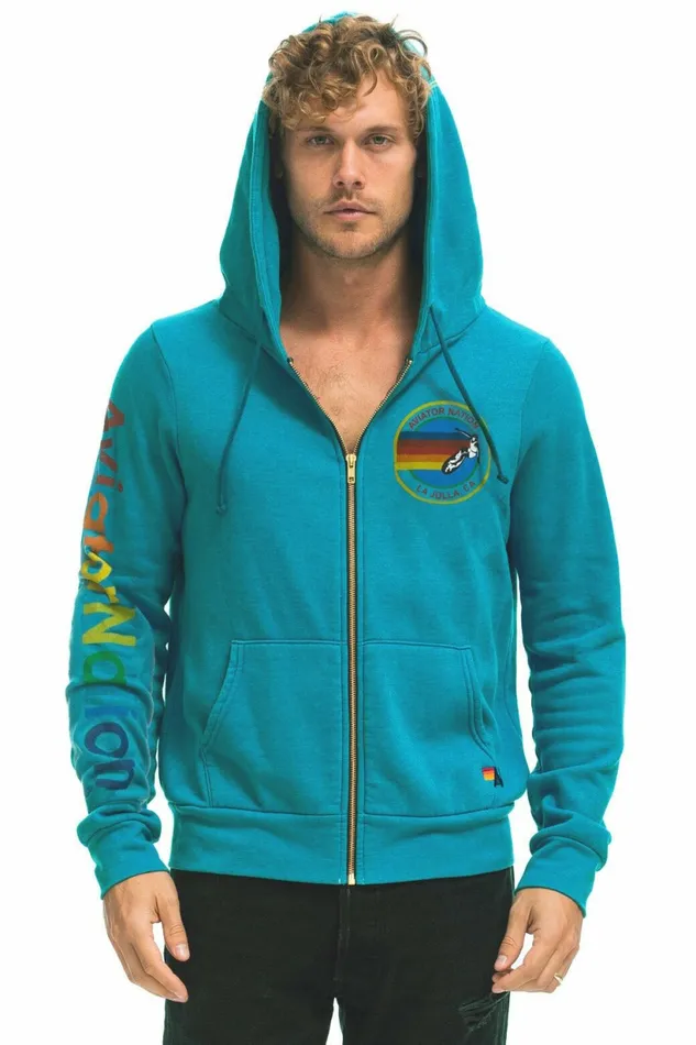 Women AVIATOR NATION LA JOLLA ZIP HOODIE 8211 TEAL Aviator Nation Hoodies Women AVIATOR NATION LA JOLLA ZIP HOODIE 8211 TEAL Aviator Nation Hoodies
