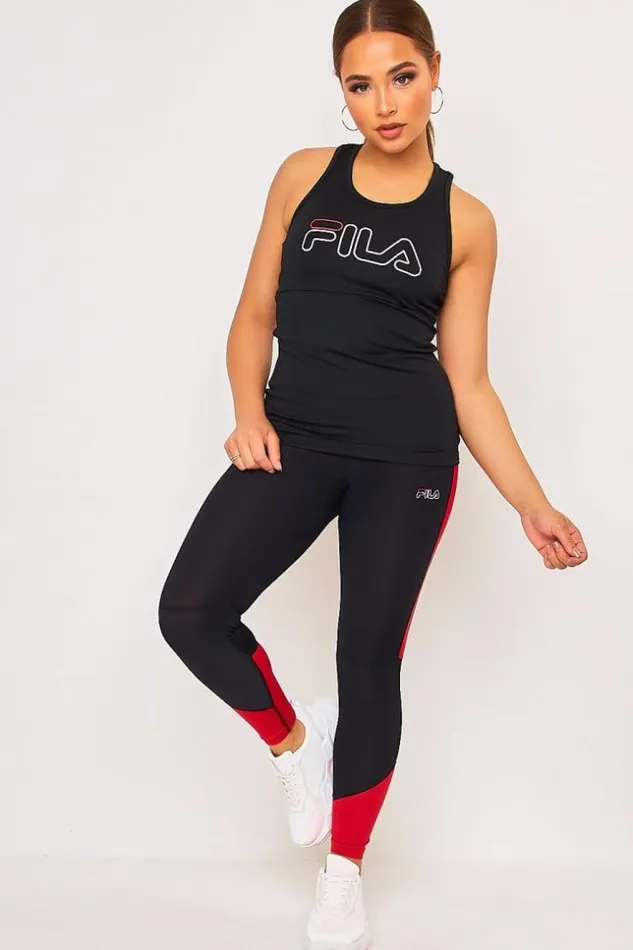 Women Balack Red Gym Trousers Brentiny Paris Leggings