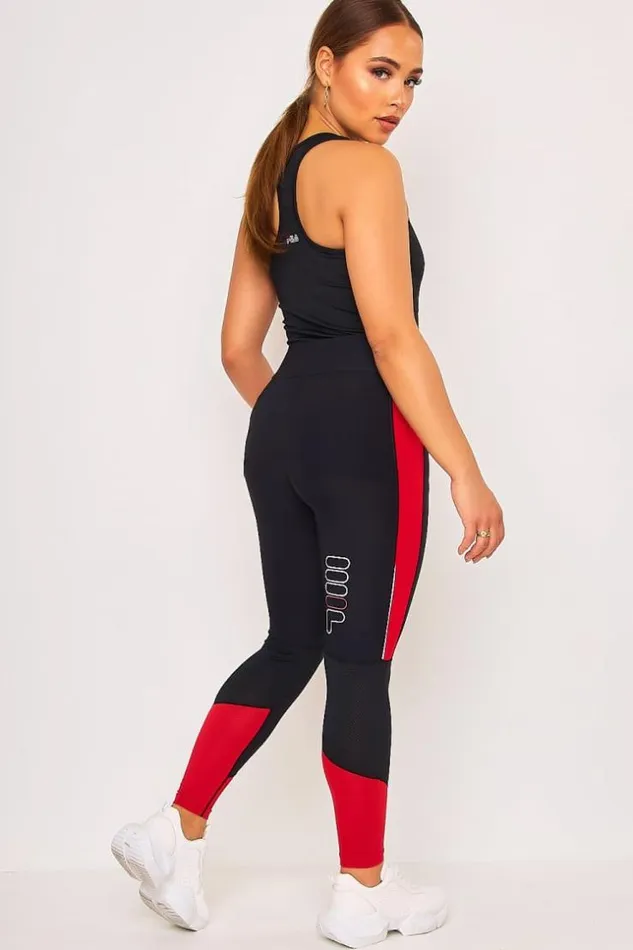 Women Balack Red Gym Trousers Brentiny Paris Leggings