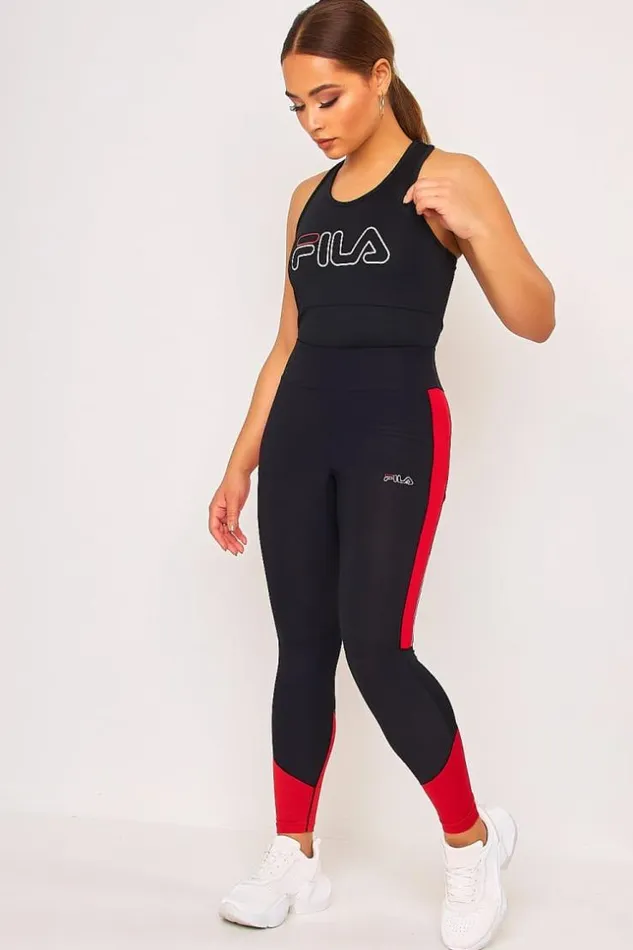 Women Balack Red Gym Trousers Brentiny Paris Leggings