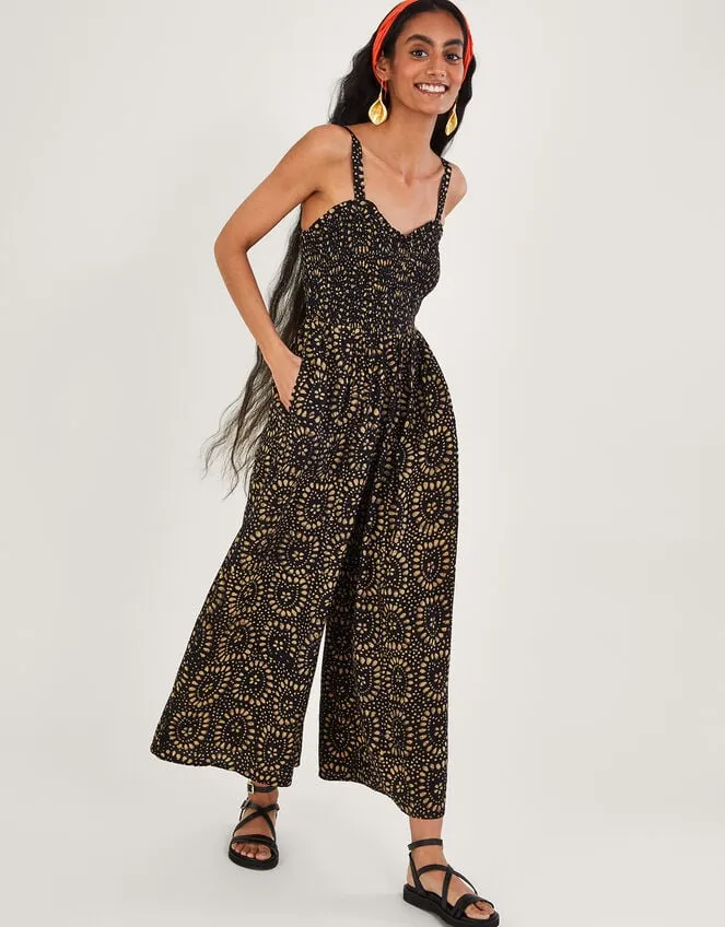 Women Batik Print Wide Leg Jumpsuit In Lenzing Ecovero Black Monsoon Beachwear and Swimwear Women Batik Print Wide Leg Jumpsuit In Lenzing Ecovero Black Monsoon Beachwear and Swimwear