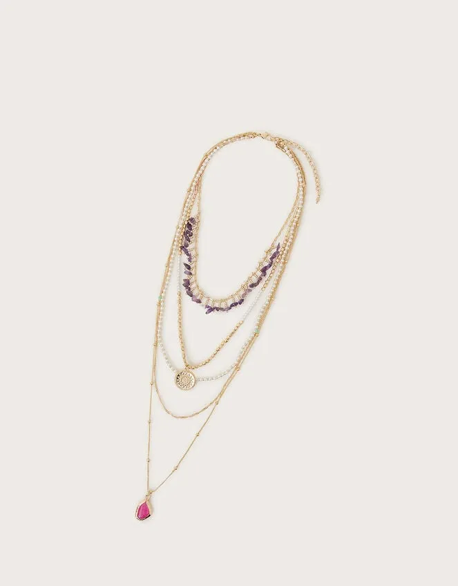 Women Bead Chain Layered Necklace Monsoon Jewellery and Hair