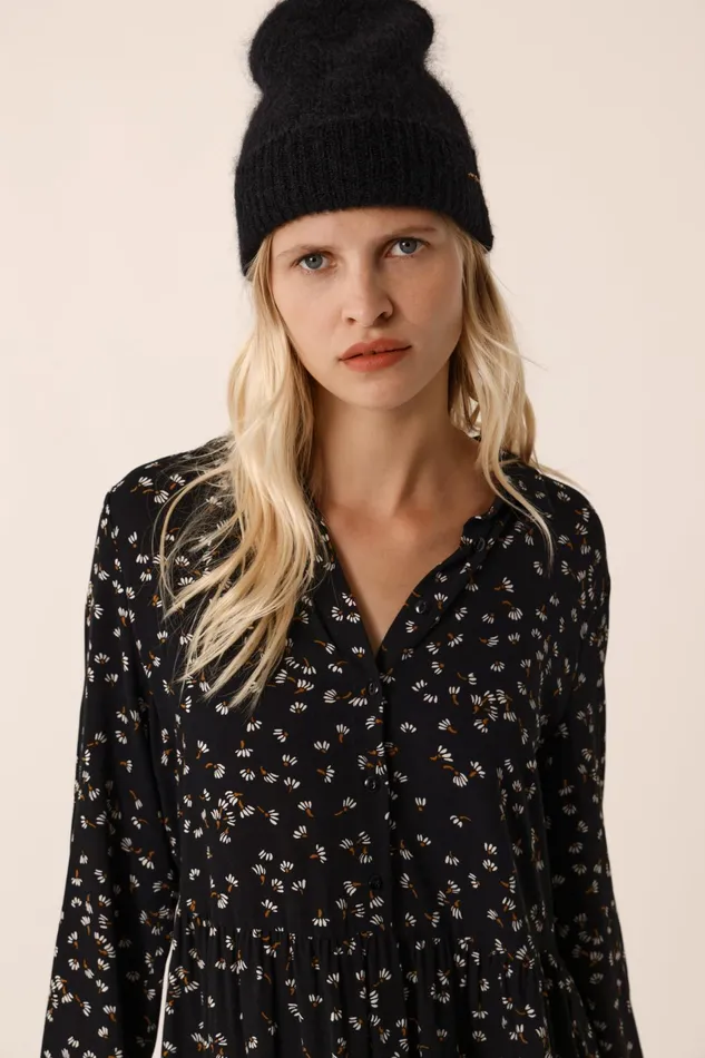 Women Beanie Hat Alou Noir Bonnet Mohair Noir Des Petits Hauts Scarves and Beanies